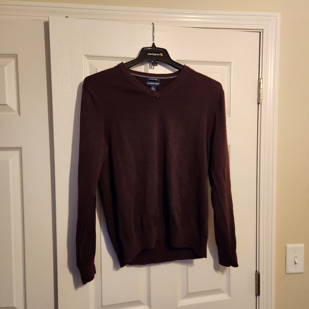 Land's End men 100 percent supima cotton V neck sweater